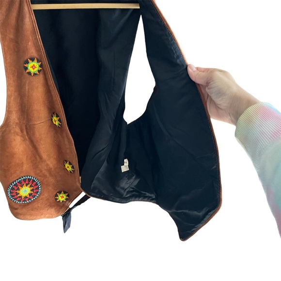 Gammon Shire Vintage Suede Leather Beaded Western Southwest Vest OSFA - Picture 4 of 8